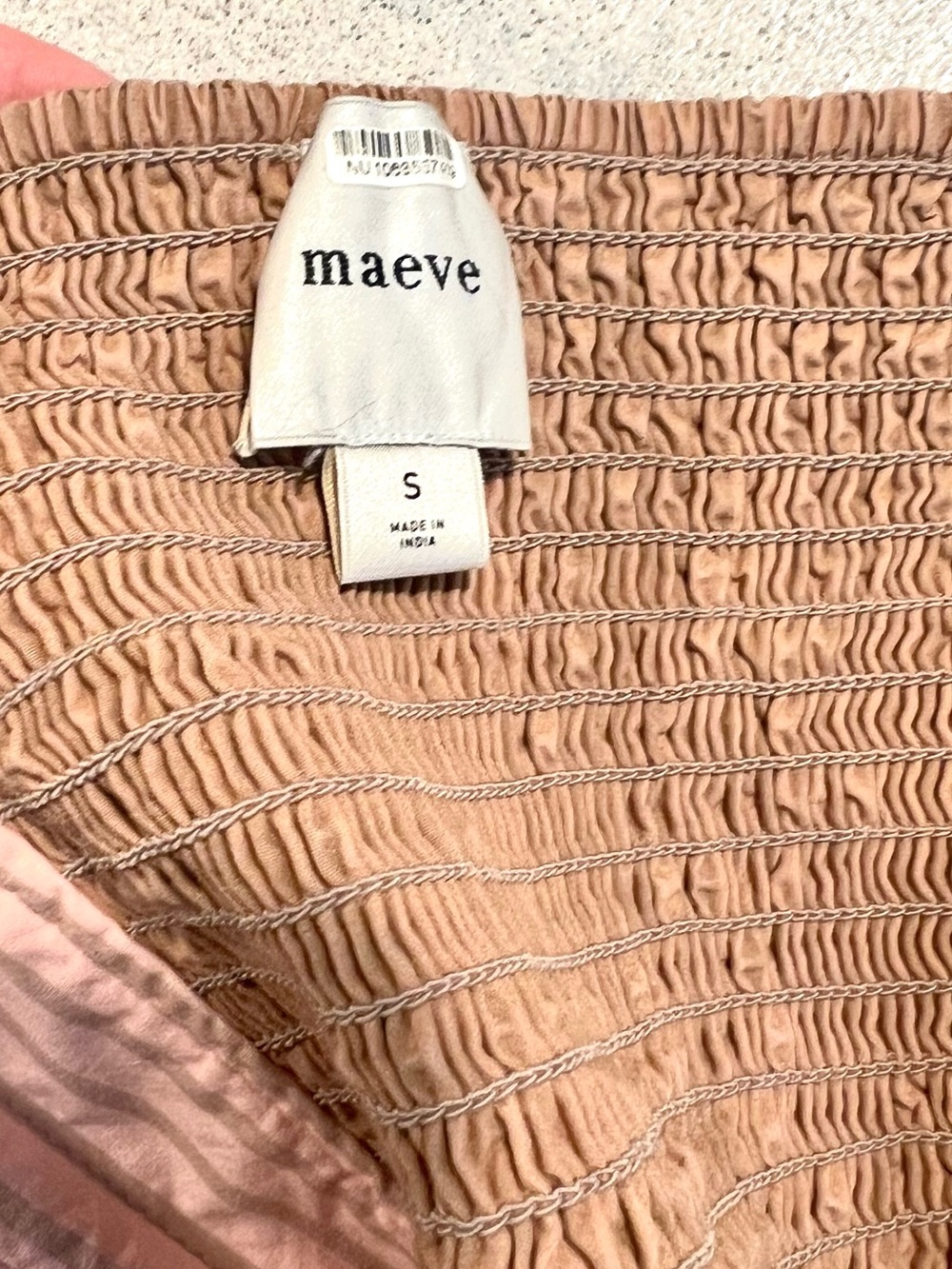 Maeve Strapless Patchwork Midi Dress in Pink, Beige & Olive - Picture 5 of 14